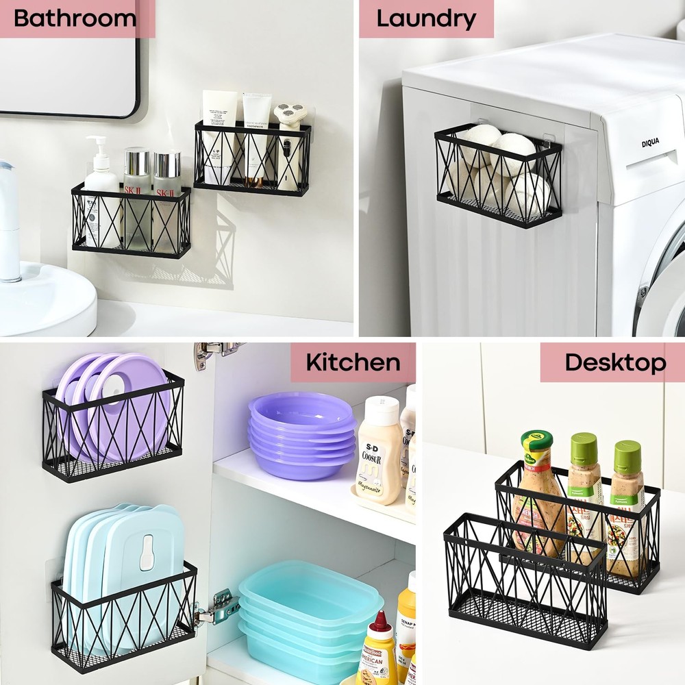 3 Pack Cabinet Organizer - Adhesive Lid Organizer Slim Space Wall Mounted Ins...