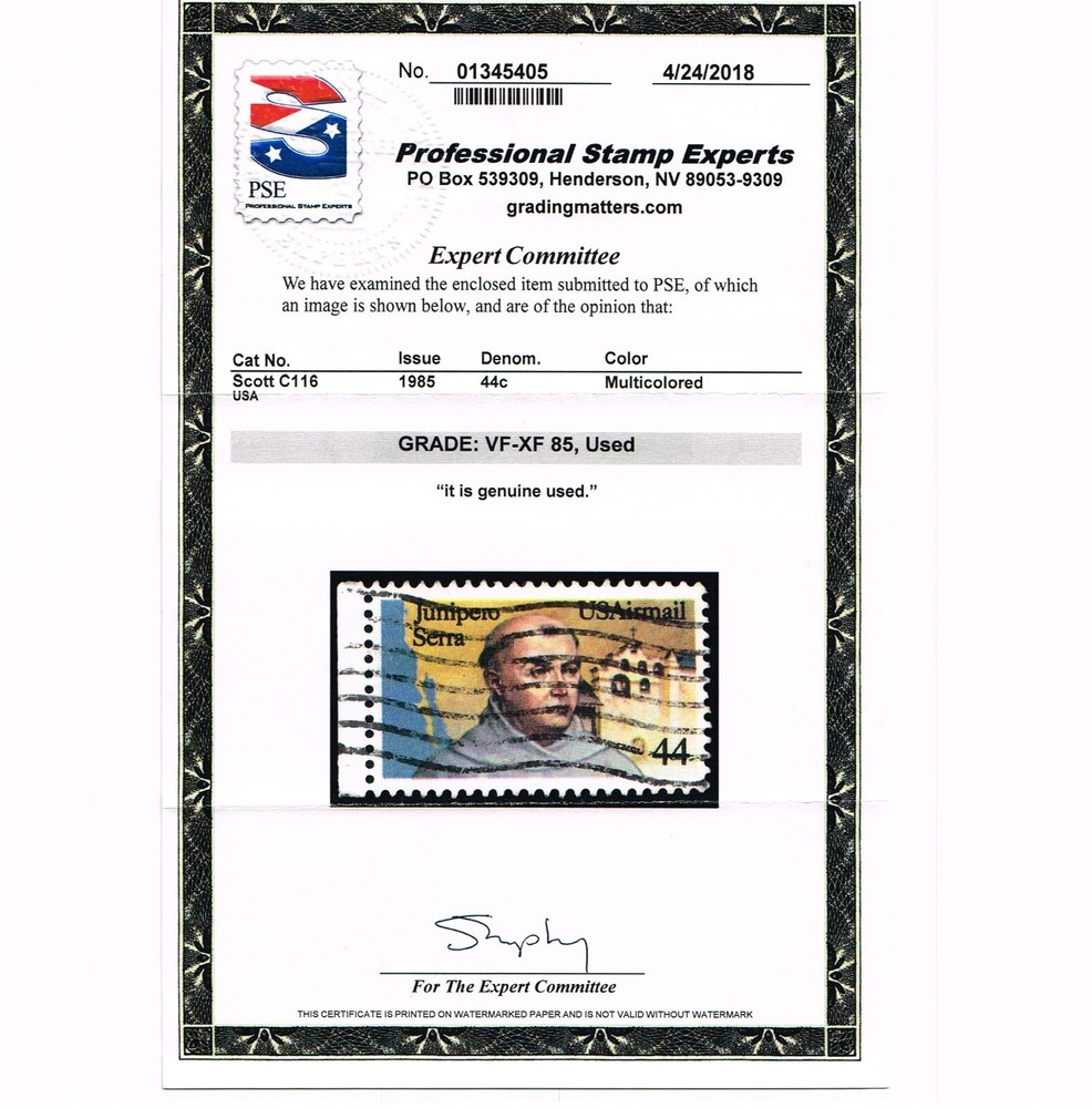 EXCEPTIONAL GENUINE SCOTT #C116 POSTALLY USED PSE CERT GRADED VF-XF 85 #20497