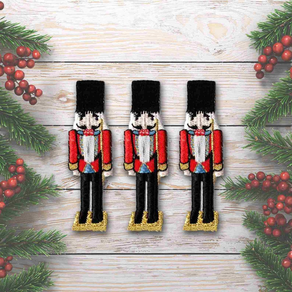 Nutcracker Patches (3-Pack) Christmas Embroidered Iron On Patch Appliques
