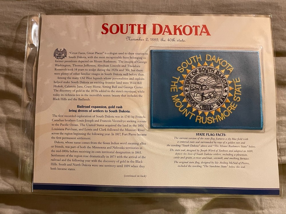 WILLABEE & WARD FLAG PATCH PANE **** SOUTH DAKOTA