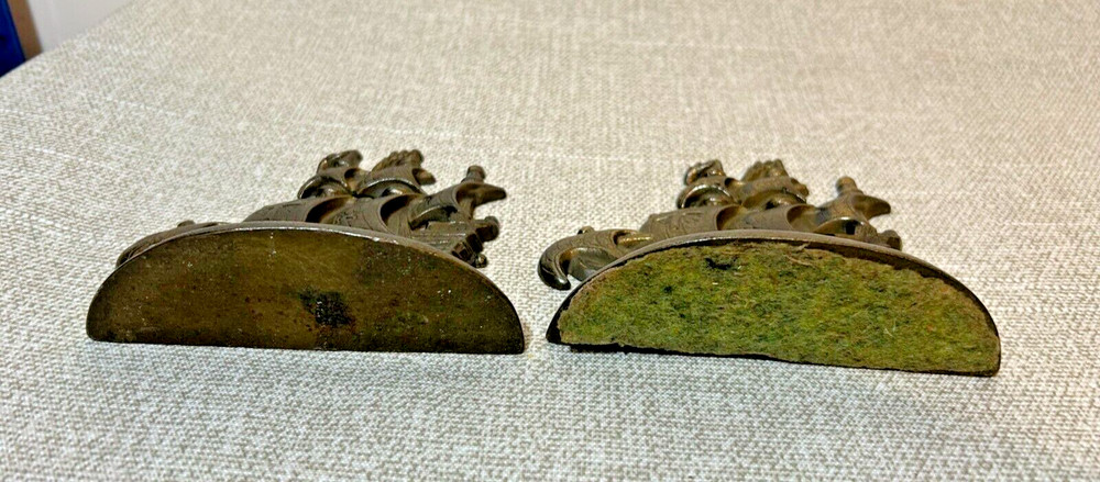 Vintage Solid Brass Pair of Ship Spanish Galleon Bookends