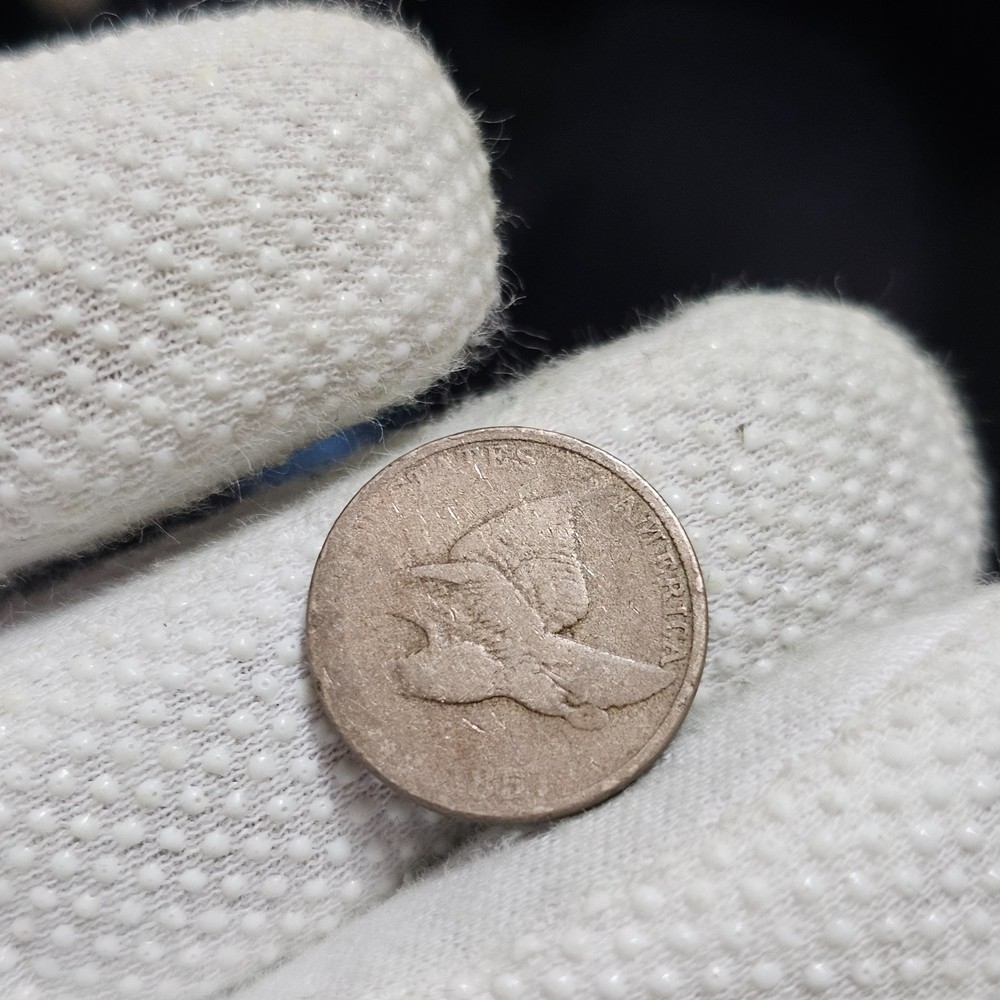 1857 Flying Eagle Cent Uneven Strike Or Wear Struck Thru?