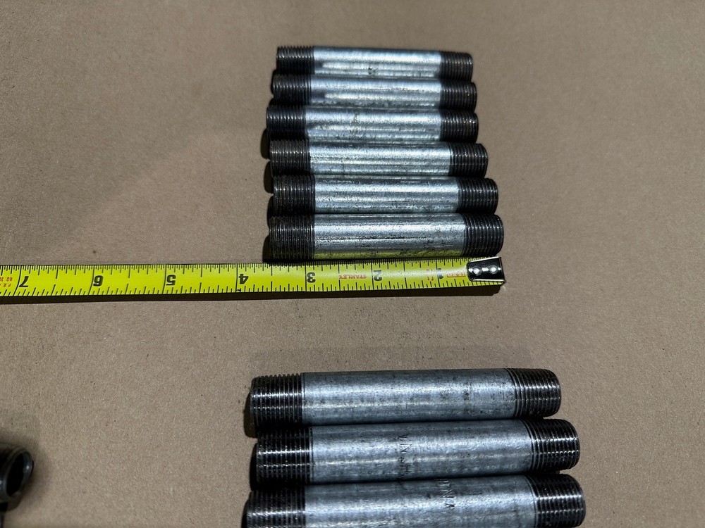 66x Pack Pipe Nipple Assorted Galvanized Steel 3/8" Dual Thread Multiple Sizes