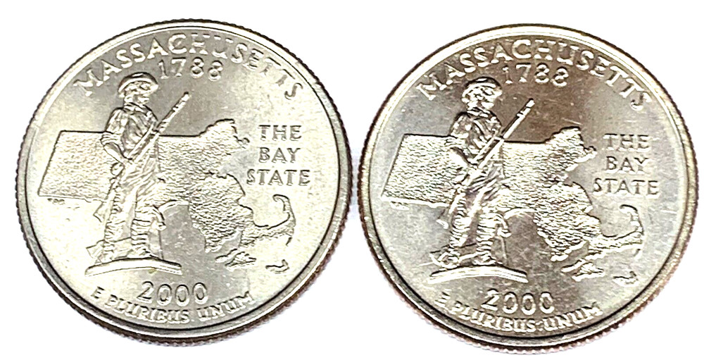 # C037    MASSACHUSETTS    STATEHOOD   QUARTERS, P & D  from  MINT ROLLS