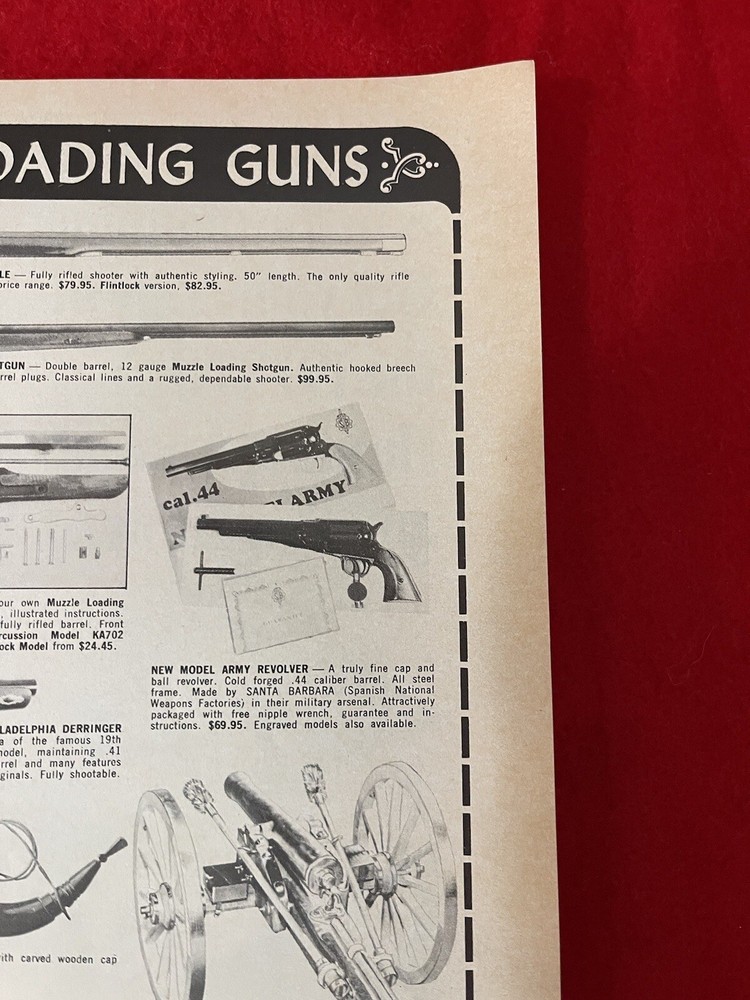 Vintage 1973 Connecticut Valley Arms Muzzle Loading Guns Print Ad