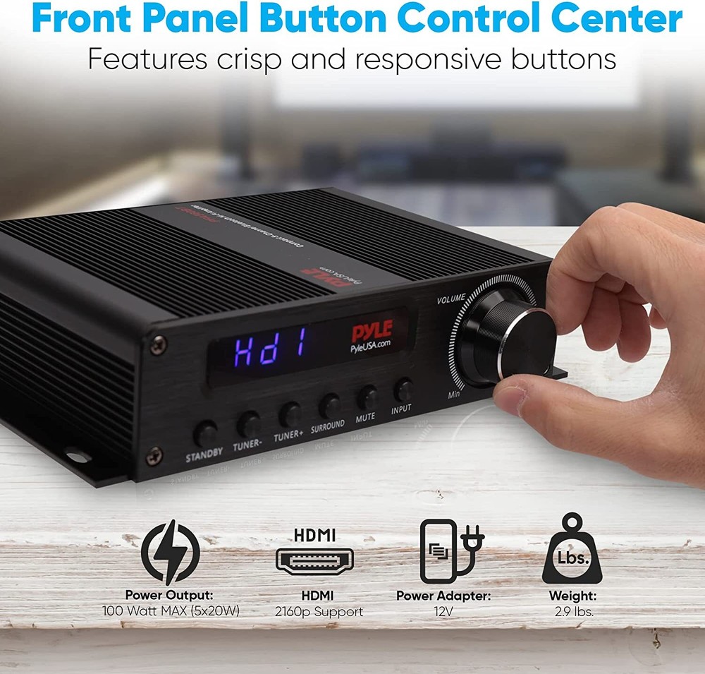 PyleHome PFA560BT Compact 5.1-Channel Wireless Bluetooth Amplfier