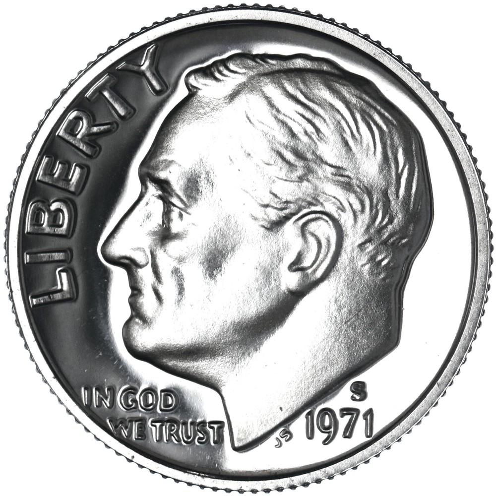 1971 S Roosevelt Dime Gem Proof CN-Clad