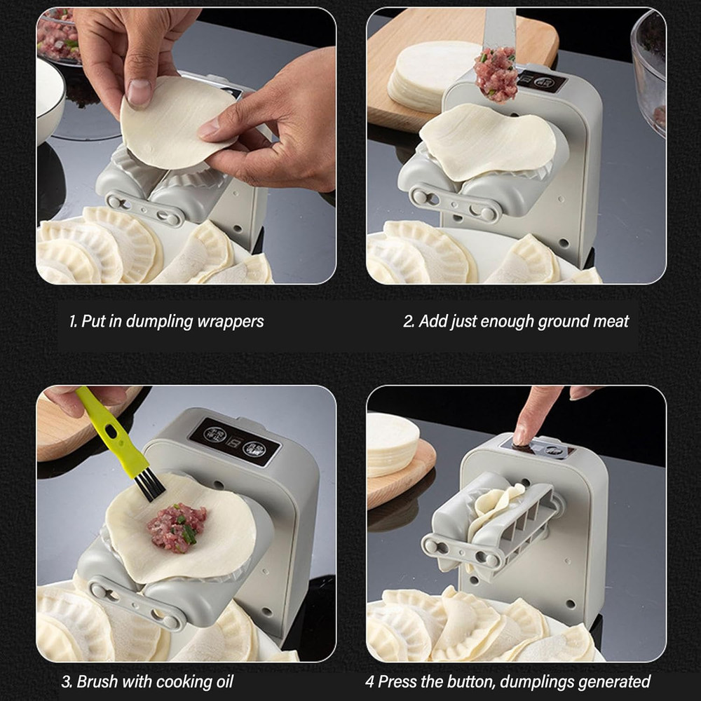Electric Dumpling Maker Machine,Automatic Easy Dumpling Machine with Spoon Brush
