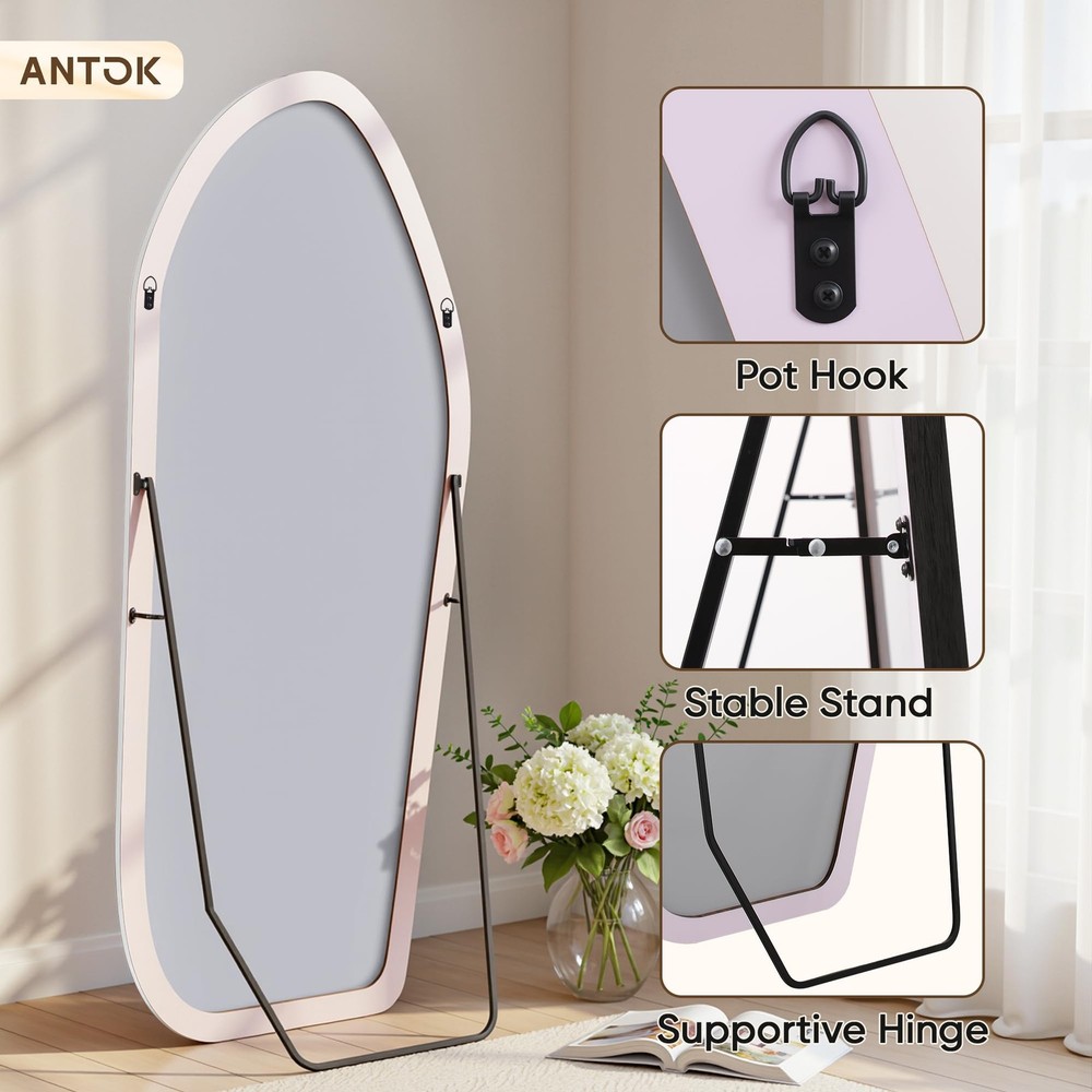 Full Length Mirror, Oversized Floor Mirror with Solid Wood Frame, Large Stand...