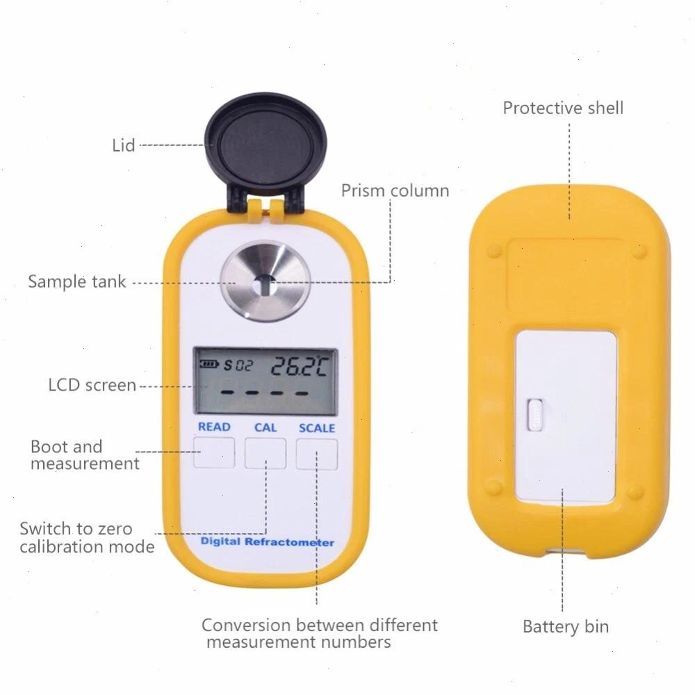 Digital Brix Meter  Honey Sugar Content Tester Refractometer with Accuracy ±0.5℃