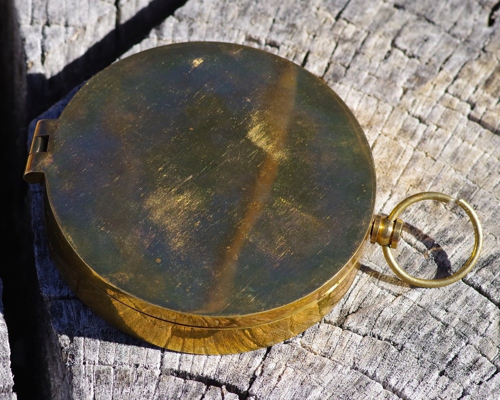 Nautical Solid Brass COMPASS In Rosewood Box