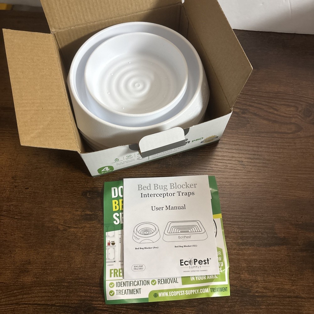 Bed Bug Interceptors – 4 Pack | Bed Bug Blocker (Pro) Interceptor Traps (White)