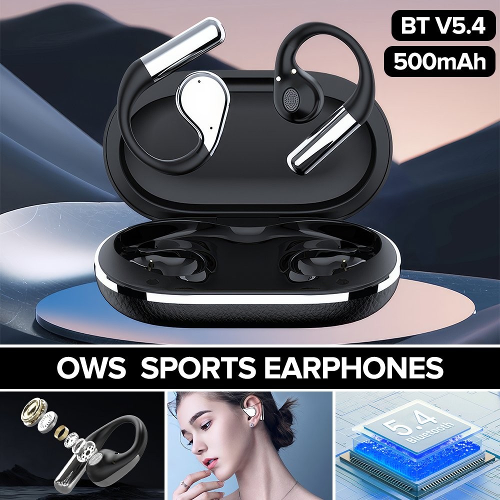 Open Ear Headphones Earhooks OWS Bluetooth 5.4 Wireless Earbuds Touch Headsets