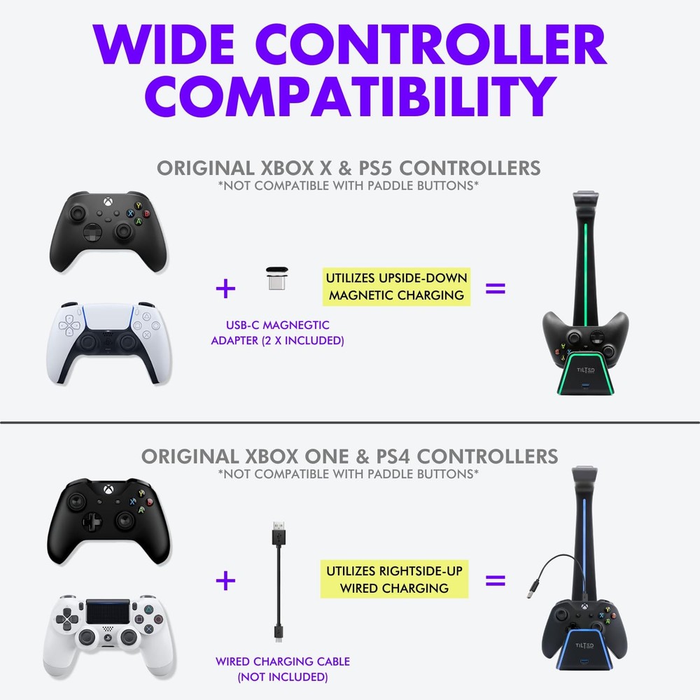Tilted Nation Gaming Headset and Controller Stand | Premium PS5 White