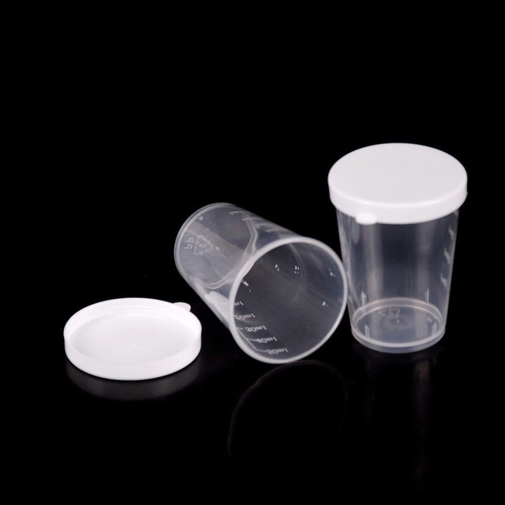 Measuring Cups Sample Storage Laboratory Transparent With White Lids Cap