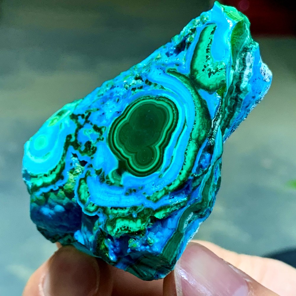 86G Natural Chrysocolla/Malachite transparent cluster rough mineral sample