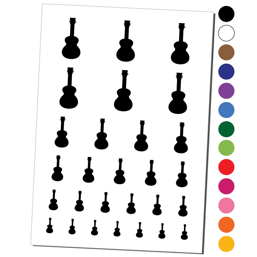 Ukulele Solid Temporary Tattoo Water Resistant Set