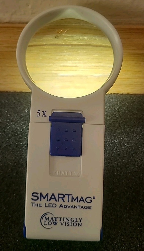 5X Mattingly Low Vision Smart Mag Power Handheld Magnifier Led Light White