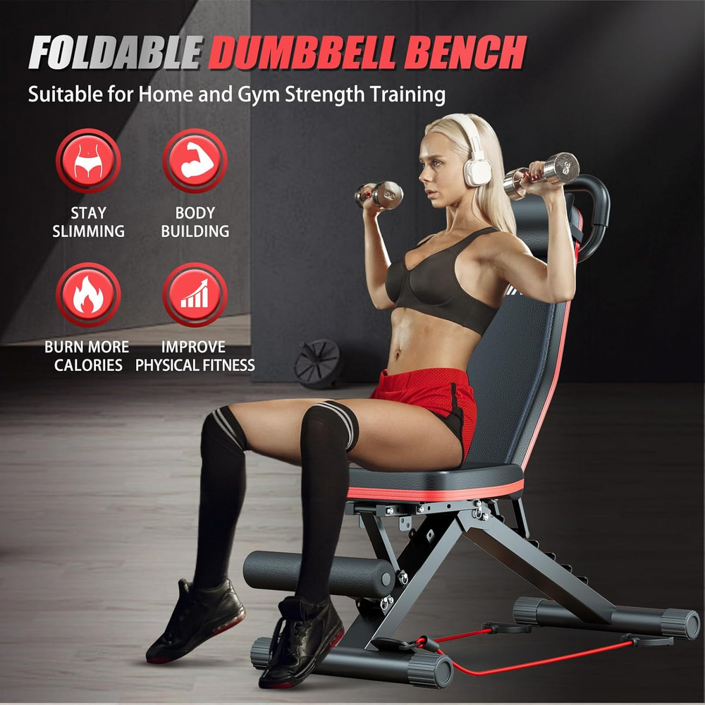 ALSO GO Adjustable Weight Bench, Workout Benches with Leg Extension & Extended H