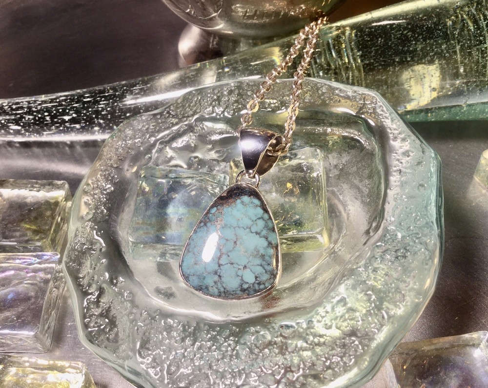 Genuine 925 Sterling Silver Turquoise Gemstone Pendant