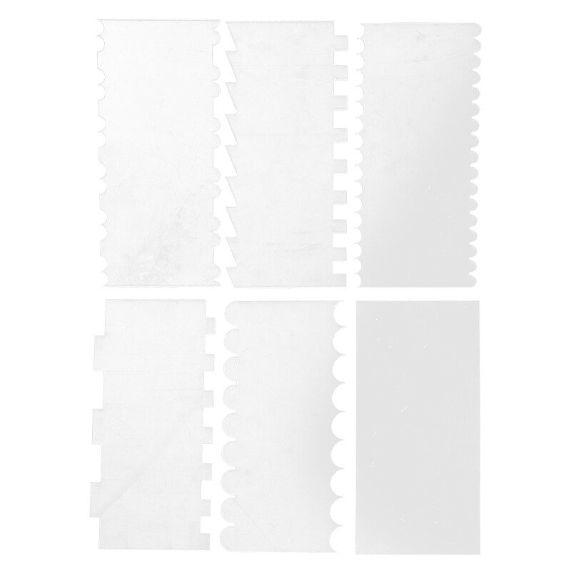 6Pcs Clear Acrylic Cake Scraper Set Decorating Comb Smoother Baking Tool