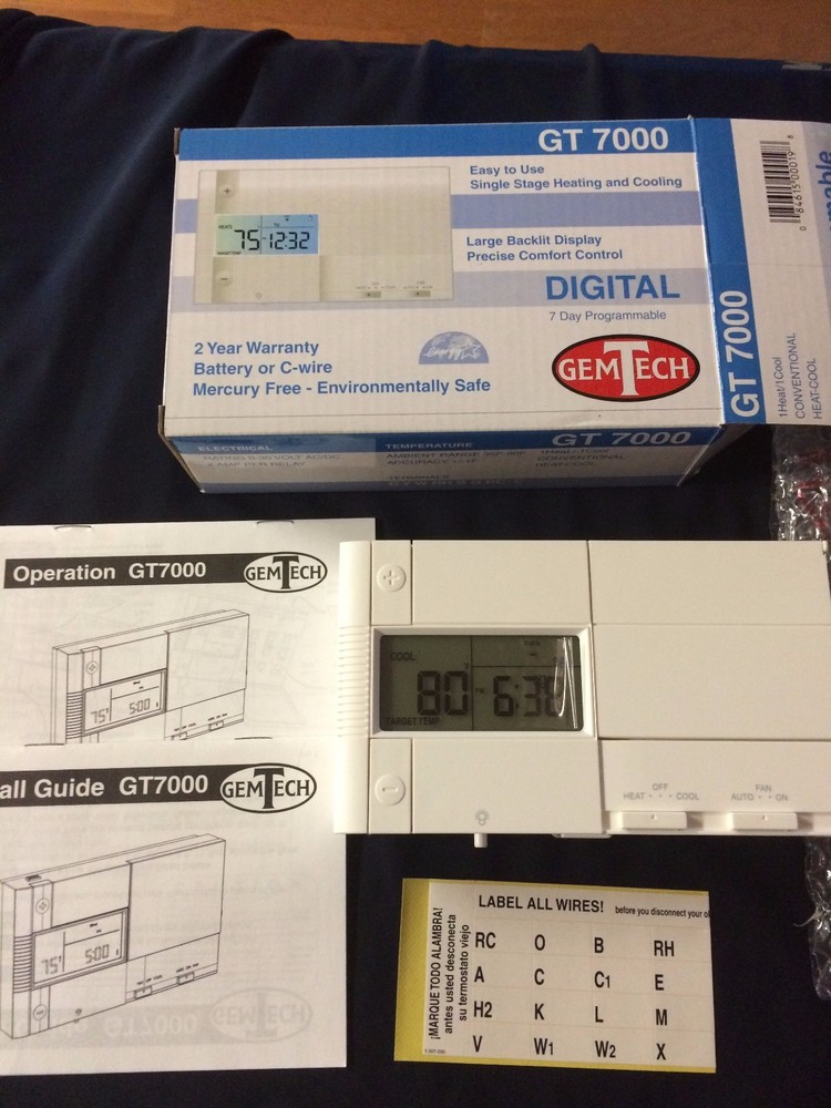 GT7000 7 DAY PROGRAMMABLE SINGLE STAGE 1 HEAT / 1 COOL