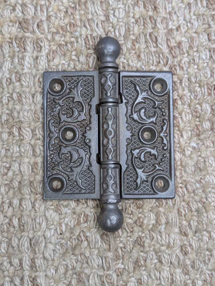 3" x  3" Antique Decorative Cast Iron Ball Tip Hinge