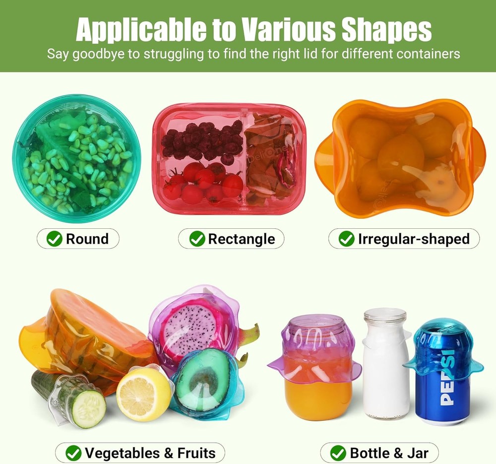 Silicone Stretch Lids – Heat-Resistant, Bowls & Containers, Multicolor, 6PCS
