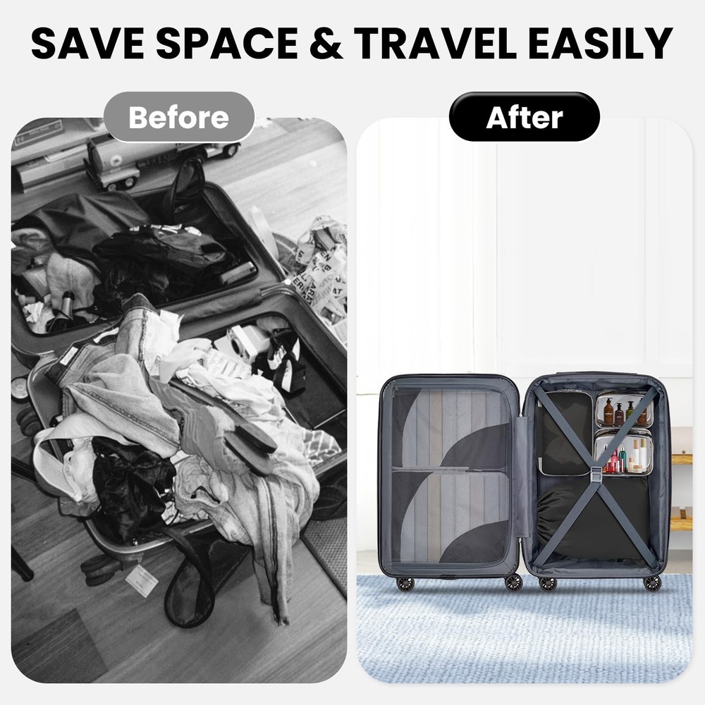 10 Set Compression Packing Cubes, Lightweight Travel Essentials, Stretchable ...