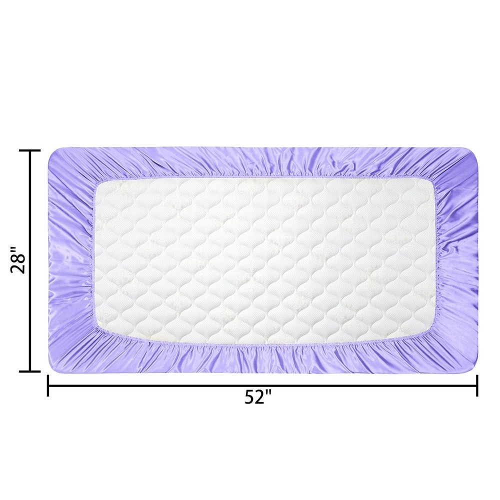 GUNTAIL 2 Pack Satin Soft Crib Sheet for Sheets, Pink & Violet