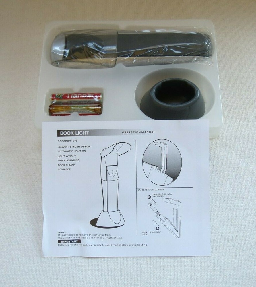 Small Book Light Battery Operated with Stand