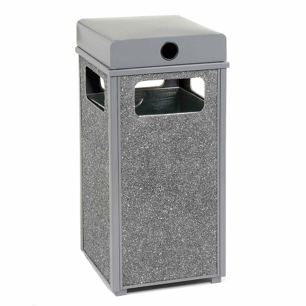 24 Gallon Stone Panel Trash Weather Urn 17-1/2" Square X 36"H Gray