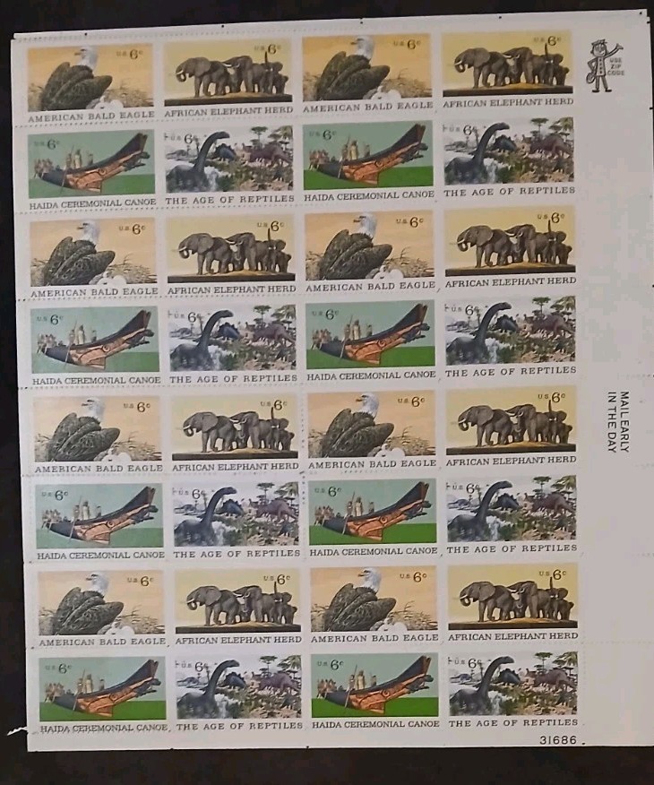 Scott 1387-90, 6 cent, Natural History, Sheet
