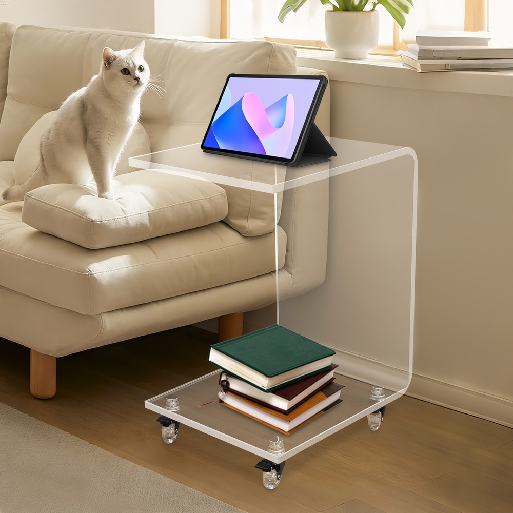 C-Shaped Side Table, Acrylic End Table, Couch Side Table
