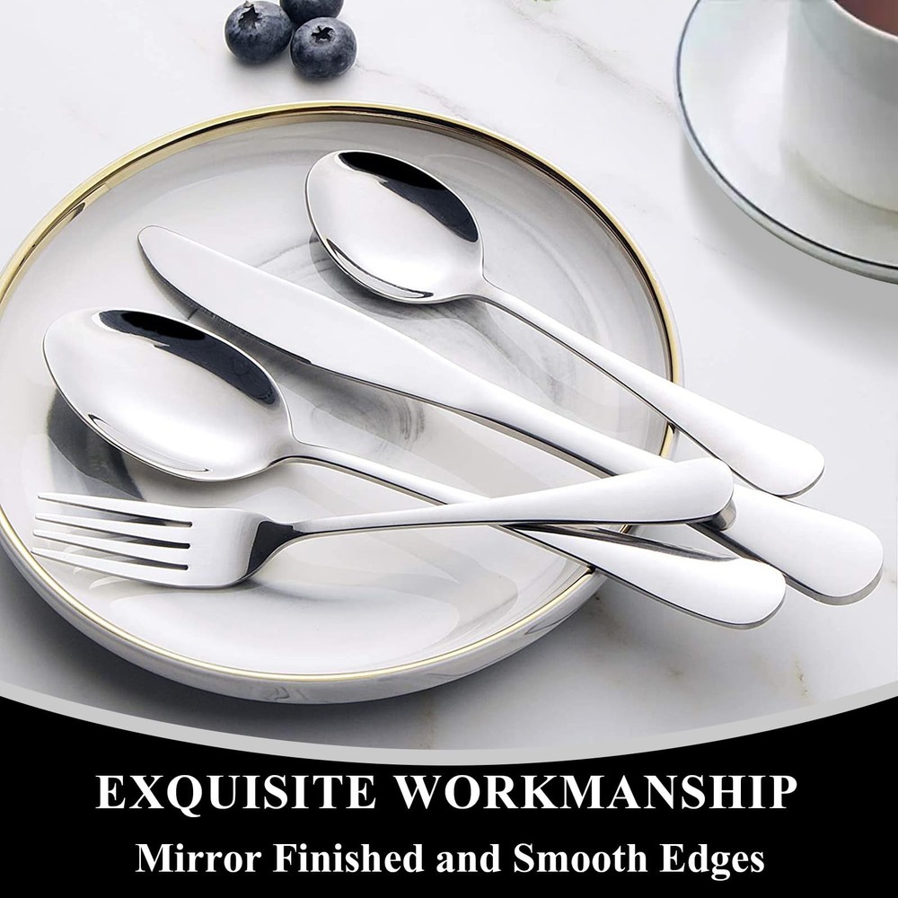 20-Piece Silverware Set, Stainless Steel Flatware Cutlery Set for 4, Tablewar...