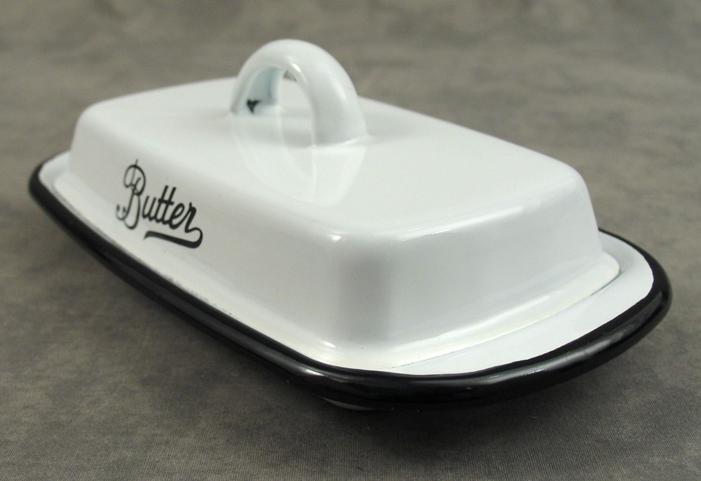 WHITE ENAMEL BUTTER DISH for Stick Butter ENAMELWARE