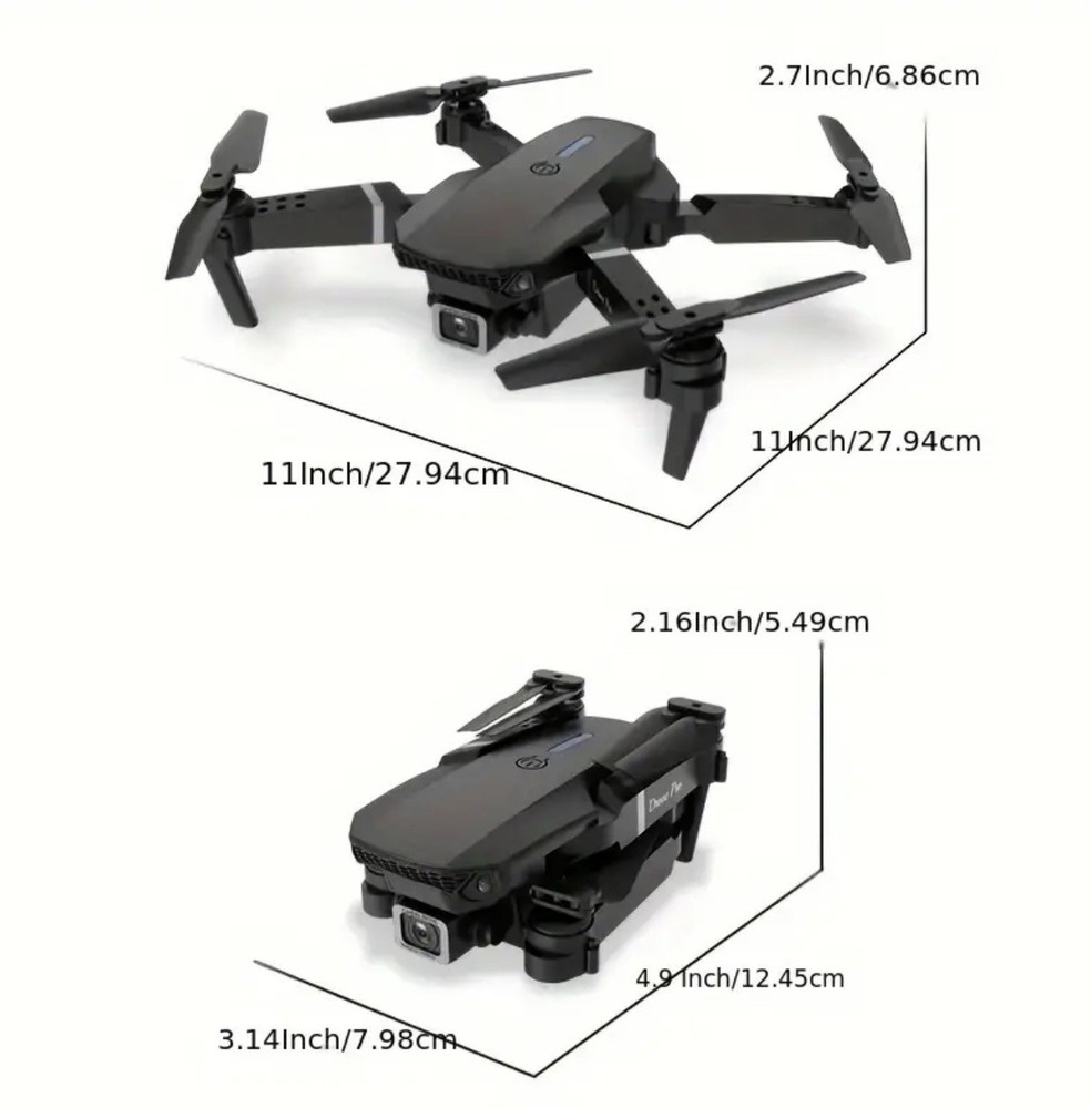 E88 Pro Drone Dual Camera Drone Obstacle Avoidance 4 Batteries Foldable 3 Speed