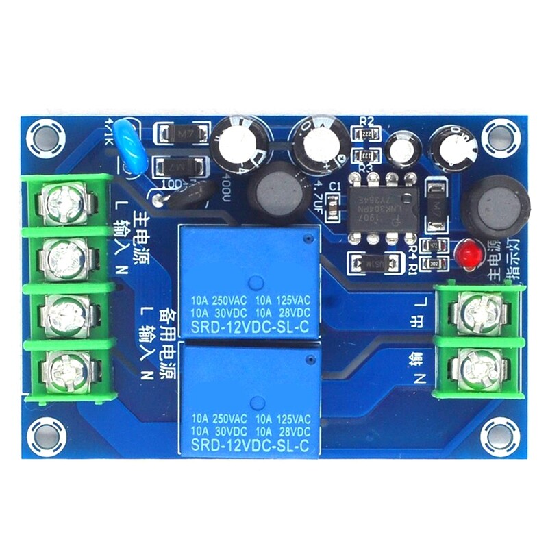 220V 2 Way Automatic Switch 10A Dual Supply 2 in 1 Out Failure Transfe7691-