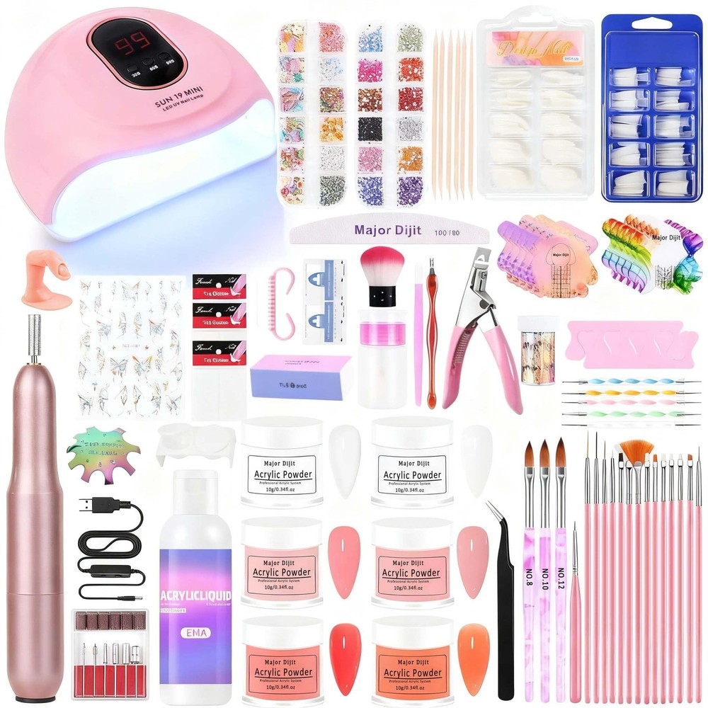 Acrylic Nail Kit with Drill & U V Light - Complete Starter Set for Beginners ...