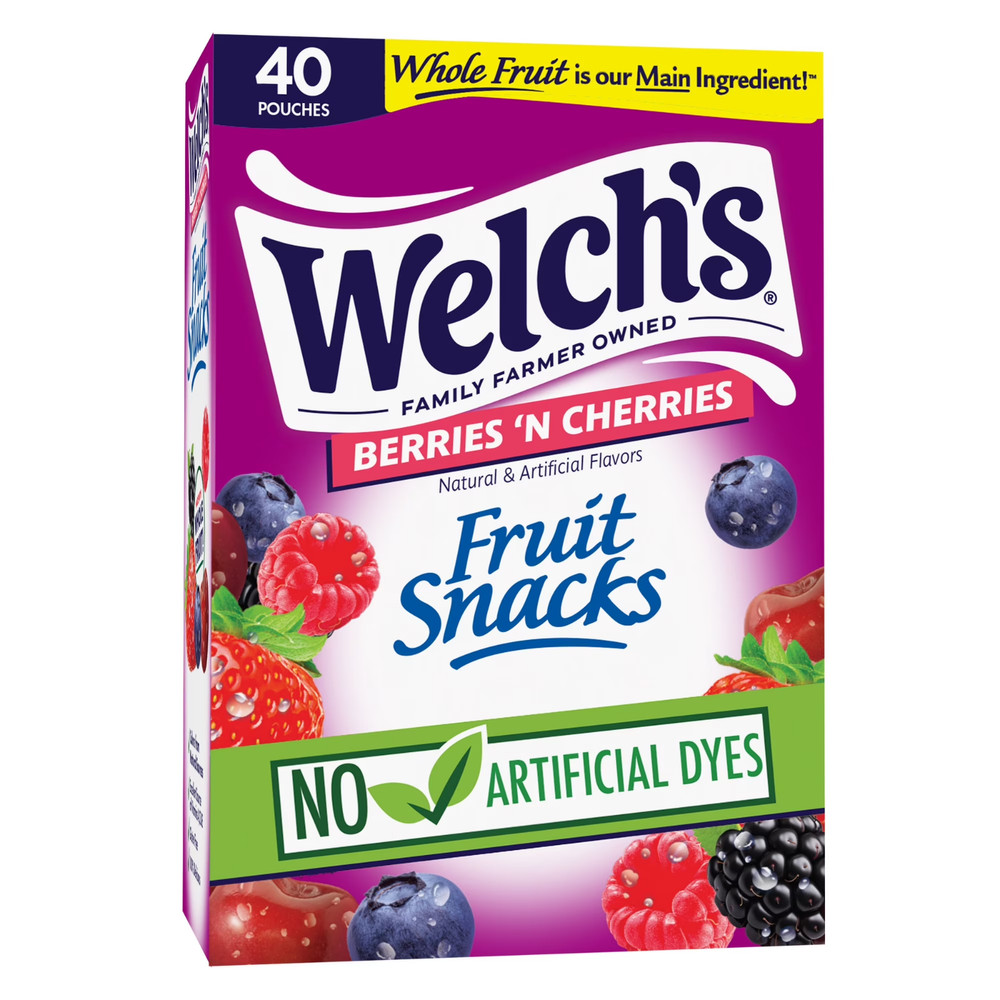Welch's Fruit Snacks, Berries N Cherries, 0.8 oz, 40 Count