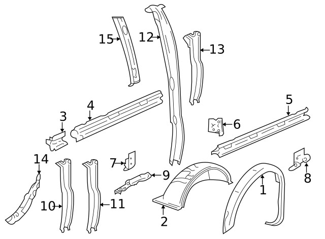 Genuine GM Driver Side Body Side Outer Panel Reinforcement 15705711