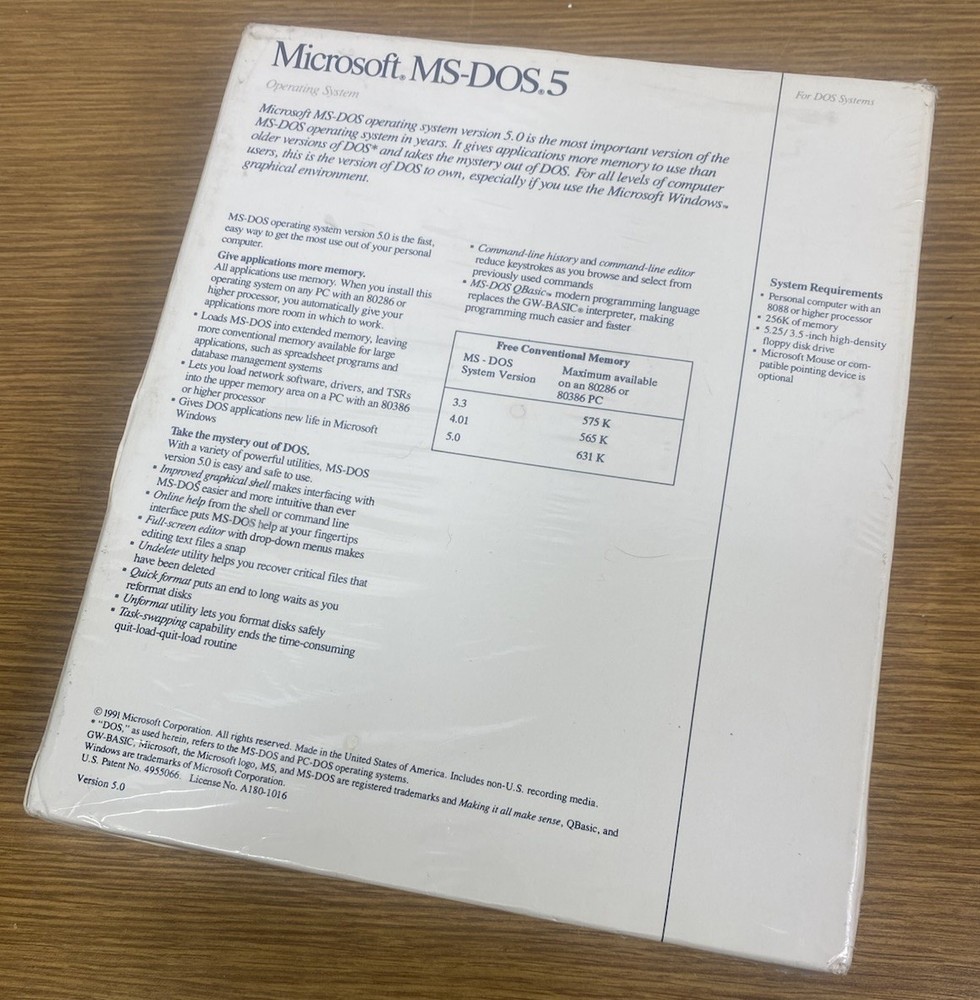 VTG Provided Microsoft MS-DOS.5 For DOS Operating Systems-New Sealed