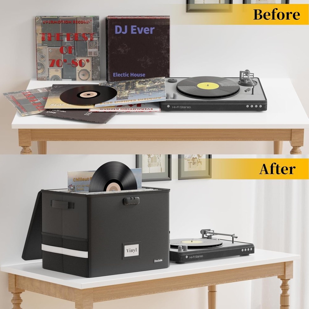 NEW.Fire-Resistant Vinyl Record Storage Box (Lockable)