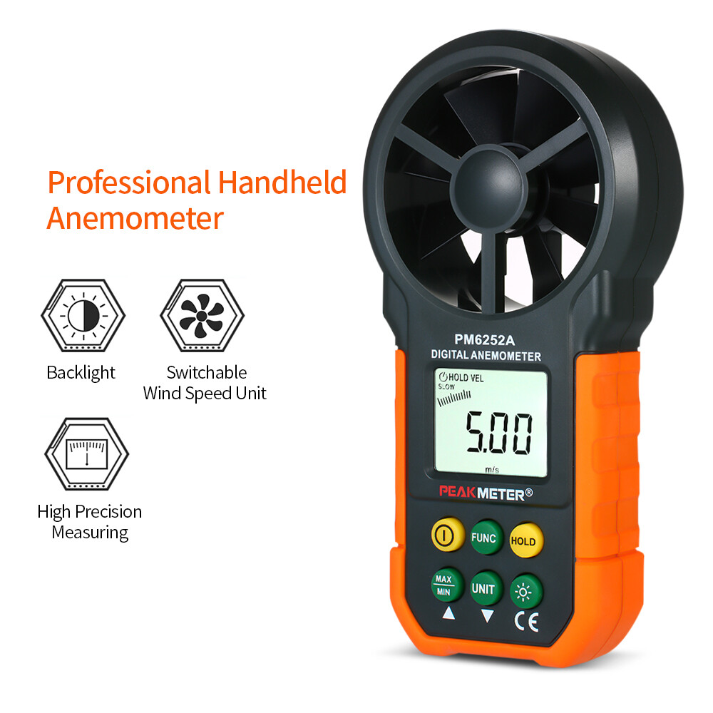 PEAKMETER Handheld Anemometer Portable CFM Thermometer with LCD Backlight Q7K8