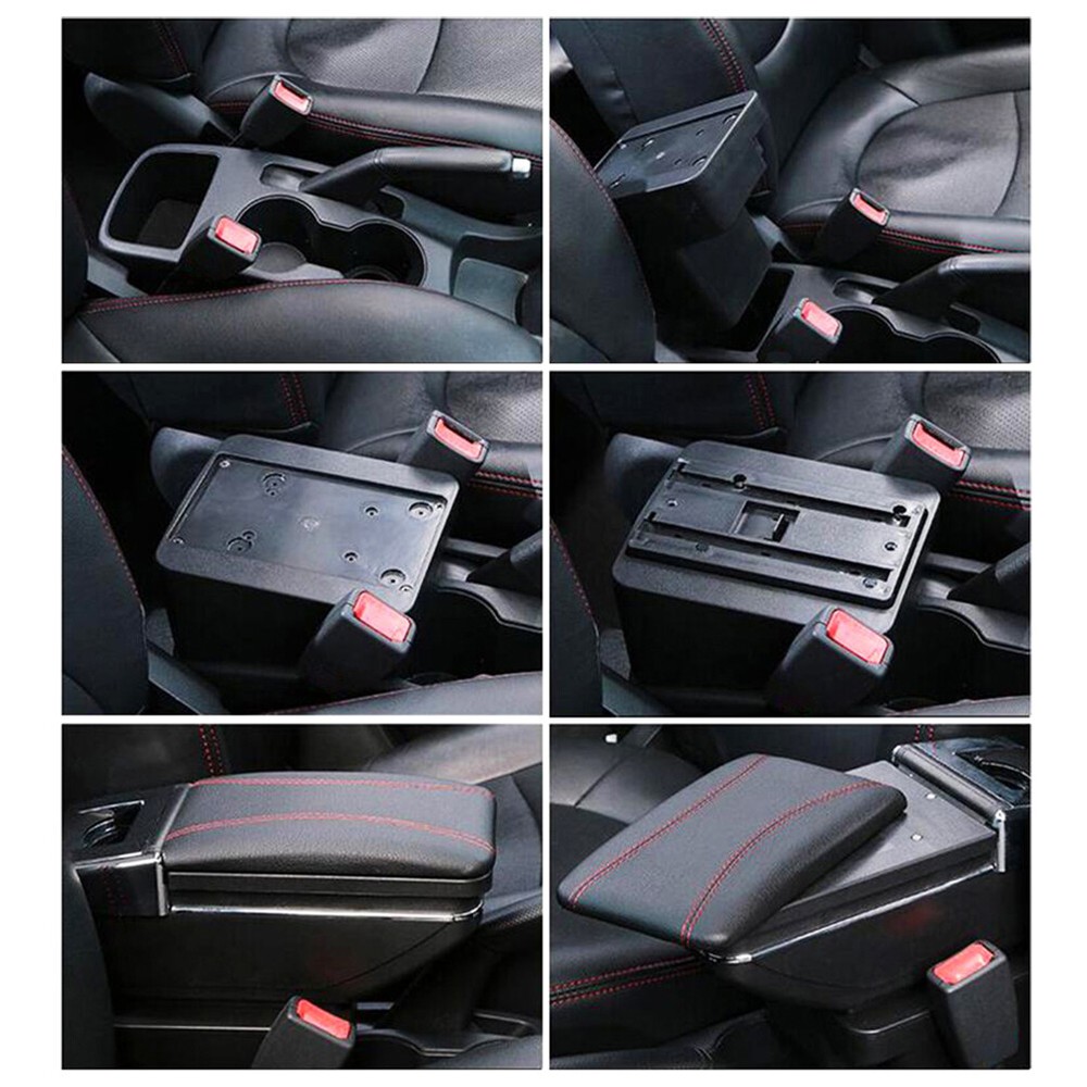 For Honda Fit Jazz 2009-2013 Central Console Armrest Storage Compartment Black
