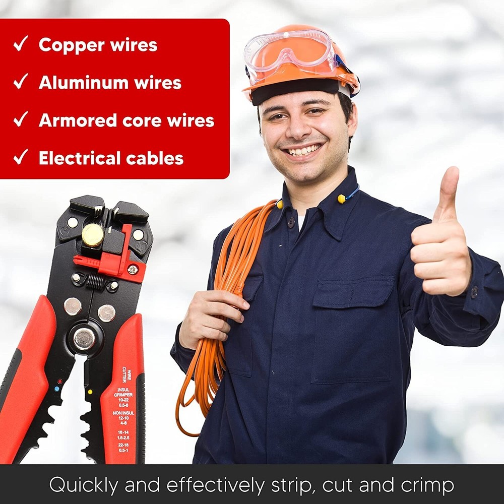 MultiPurpose Electrical Wire Stripping Tool 8", Crimper Pliers Insulated Cutter