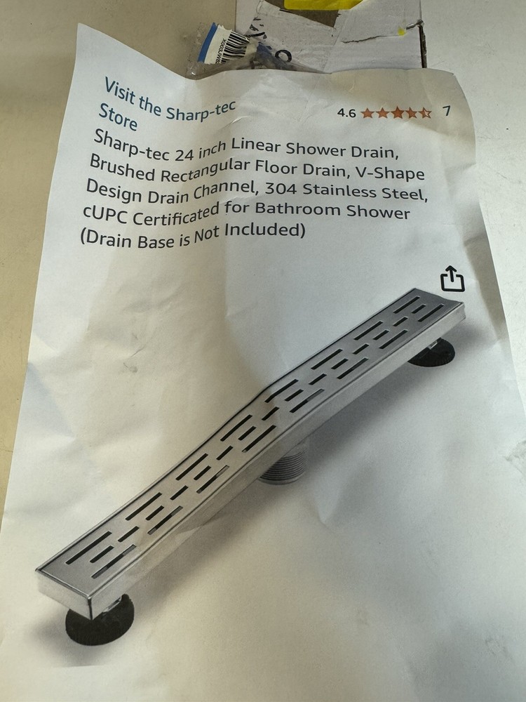 Sharp-tec 24 inch Linear Shower Drain ST-101-24S | Brushed Nickel