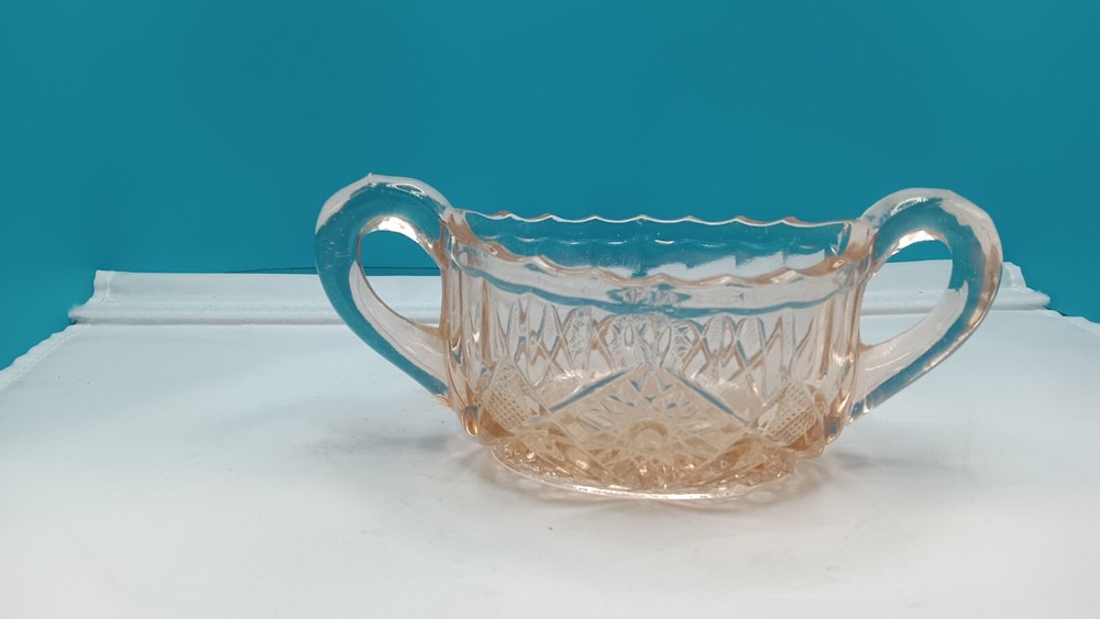 Pink Depression Glass Sugar (Hobstar & Button)