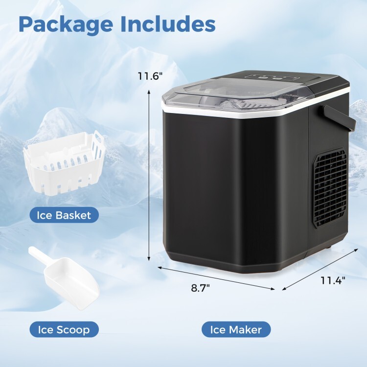 Portable Countertop Ice Machine Home Kitchen Ice Cube Maker With Self-Cleaning