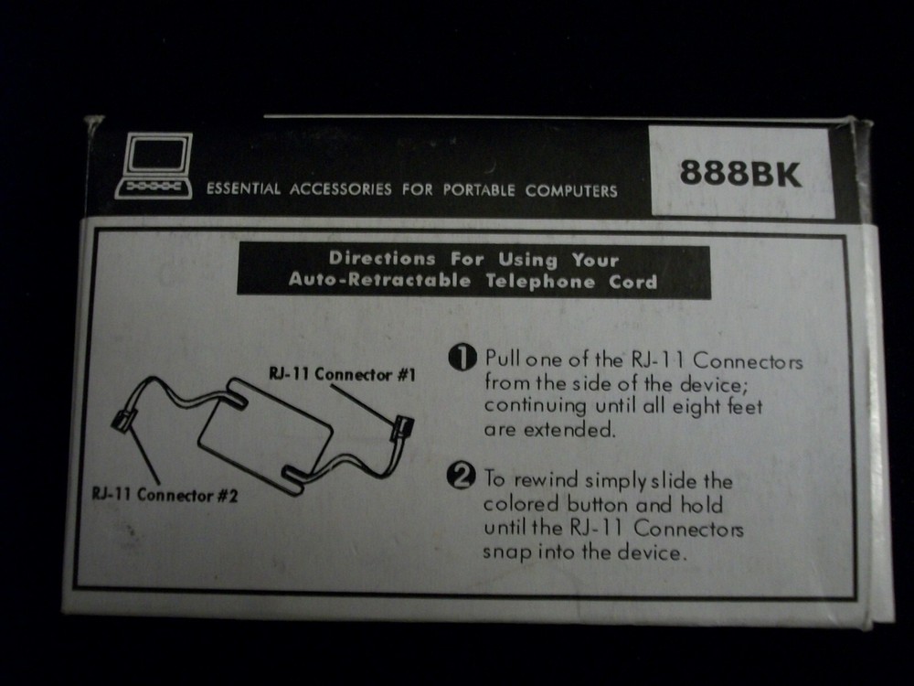 8 FT AUTO-RETRACTABLE TELEPHONE FAX / MODEM CORD LUCENT TECHNOLOGIES-$1
